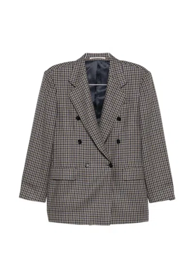 Tagliatore Double-breasted Houndstooth Jacket In Gray