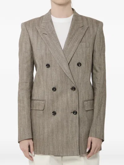 Tagliatore Double-breasted Buttoned Blazer In Brown