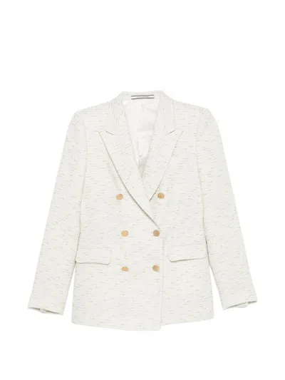 Tagliatore Double-breasted Jacket In White Tweed