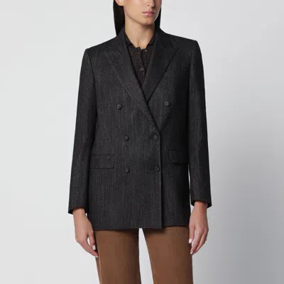 Tagliatore Double-breasted Jacket With Herringbone Pattern In Black