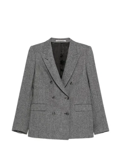 Tagliatore Double-breasted Jacket With Houndstooth Pattern In Gray