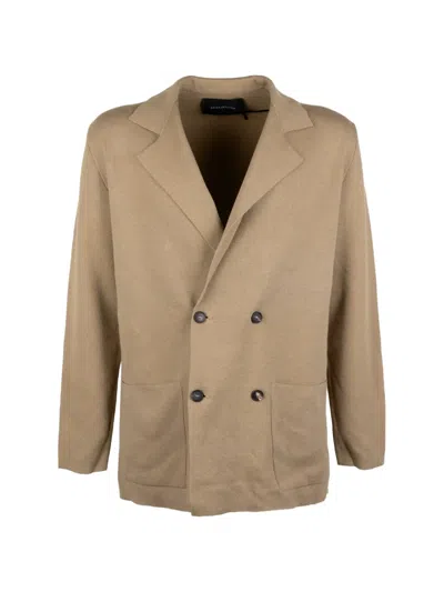 Tagliatore Double-breasted Knit Sweater In Brown