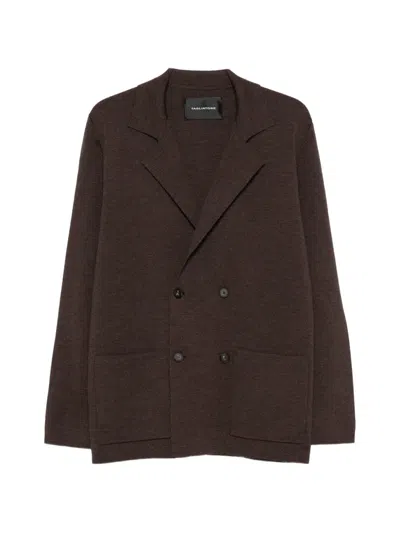 Tagliatore Double-breasted Knitted Cardigan In Brown