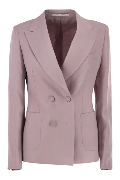 Tagliatore Double-breasted Linen Blazer In Multi