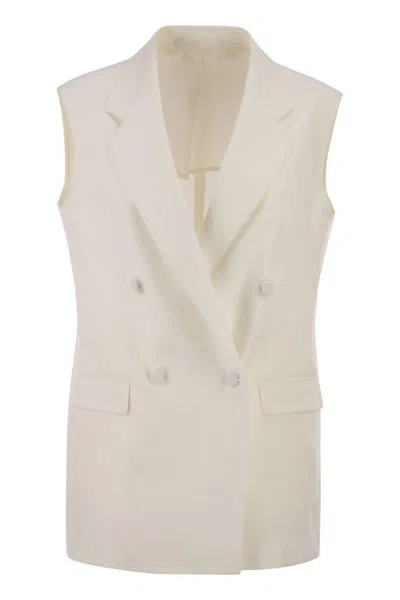 Tagliatore Double-breasted Linen Waistcoat In White