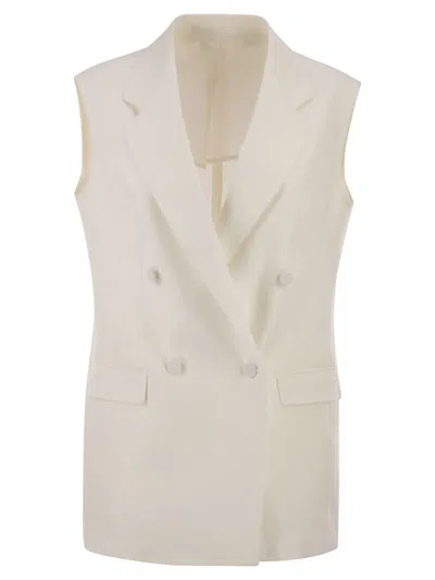 Tagliatore Double-breasted Linen Waistcoat In Neutral