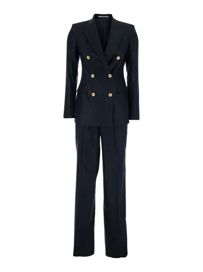 TAGLIATORE TAGLIATORE DOUBLE-BREASTED LINEN-BLEND PANT SUIT