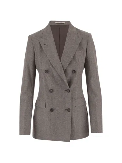 Tagliatore Multicolor Wool Double-breasted Blazer In Gray