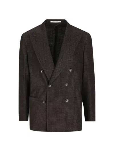 Tagliatore Double-breasted Micro-check Jacket In Multi