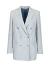 Tagliatore Double-breasted Mini Jacket With Buttoned Cuffs In Blue
