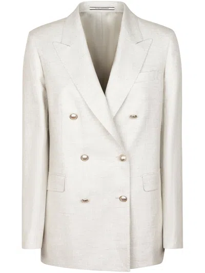 Tagliatore Double-breasted Oversized Jacket With Structured Lapels In White