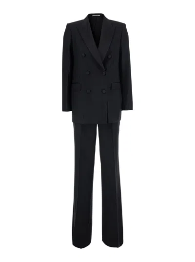 Tagliatore Double-breasted Pant Suit In Black