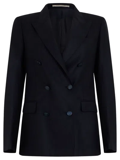 Tagliatore Double-breasted Paris Blazer In Wool And Cashmere In Red