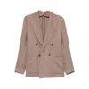 Tagliatore Double-breasted Patch-pocket Blazer In Brown