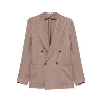 TAGLIATORE DOUBLE-BREASTED PATCH-POCKET BLAZER