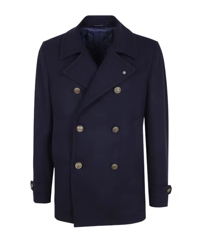Tagliatore Double-breasted Pea Coat In Blue