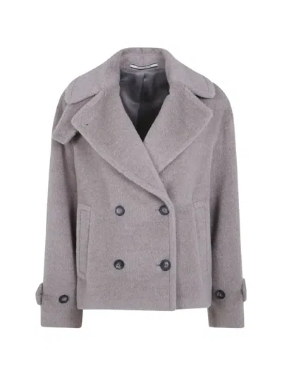 Tagliatore Double-breasted Peacoat In Gray