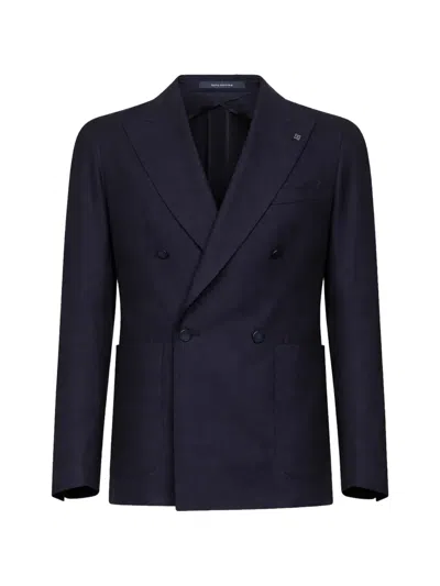 Tagliatore Blue Stretch Virgin Wool Montecarlo Double-breasted Blazer