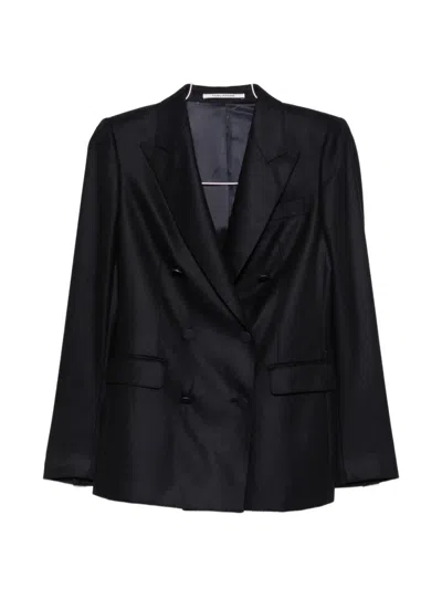 Tagliatore Double-breasted Peaked-lapel Jacket In Blue