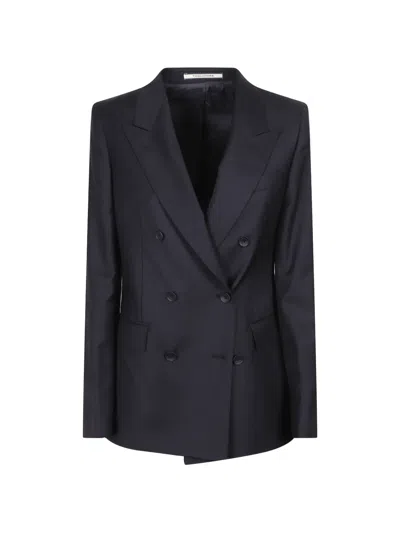 Tagliatore Double-breasted Peaked-lapel Jacket In Blue