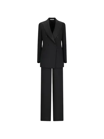 Tagliatore Double-breasted Peak-lapel Blazer In Black
