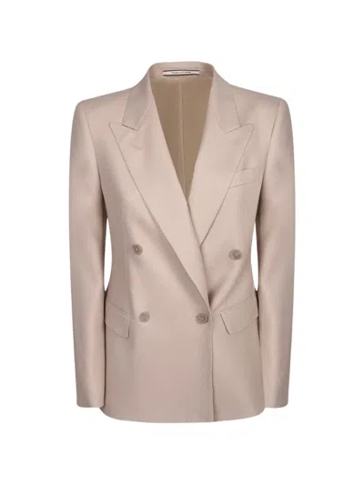 Tagliatore Double-breasted Peak-lapel Blazer In Brown