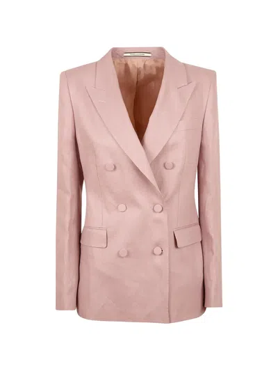 Tagliatore Double-breasted Peak-lapel Blazer In Pink