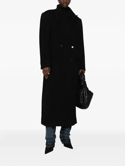 Tagliatore Double-breasted Peak-lapel Coat In Black
