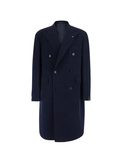 TAGLIATORE DOUBLE-BREASTED PEAK-LAPEL COAT