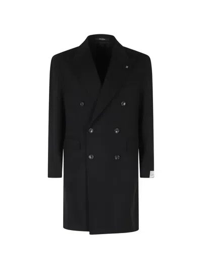Tagliatore Double-breasted Peak-lapel Coat In Multi
