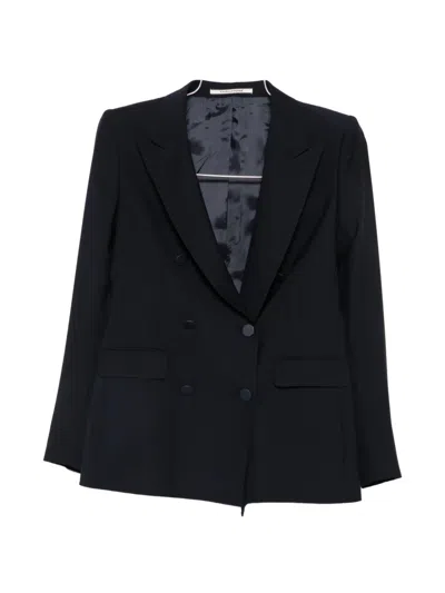 Tagliatore Double Breasted Blazer Buttoned Cuffs Shoulders In Blue