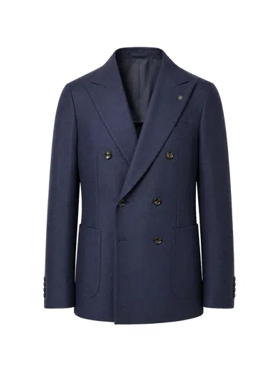 Tagliatore Double-breasted Peak-lapel Jacket In Blue