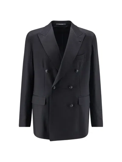 Tagliatore Double-breasted Peak-lapel Suit Jacket In Blue