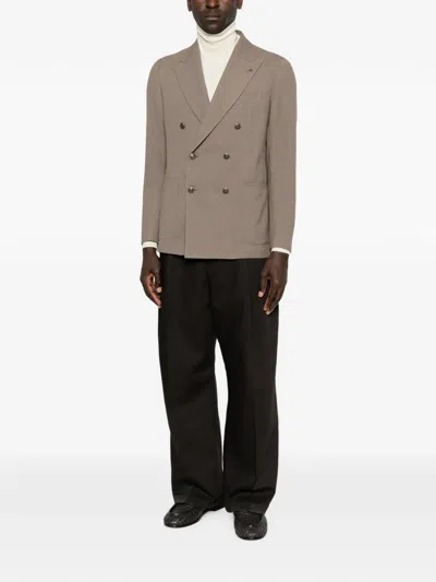 Tagliatore Double-breasted Peak-lapels Blazer In Gray