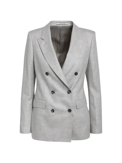 Tagliatore Double-breasted Peak-lapels Blazer In Gray