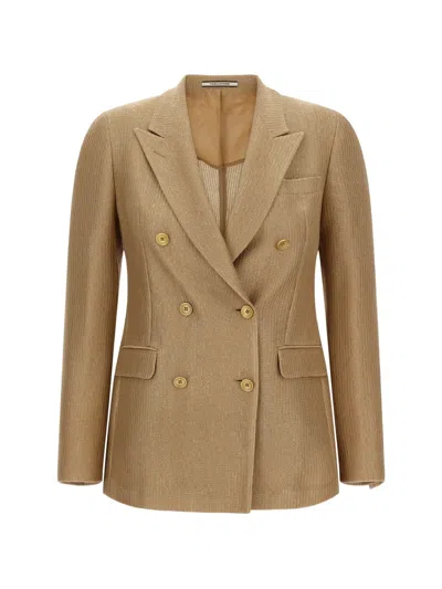 Tagliatore Double-breasted Peak-lapels Blazer In Yellow
