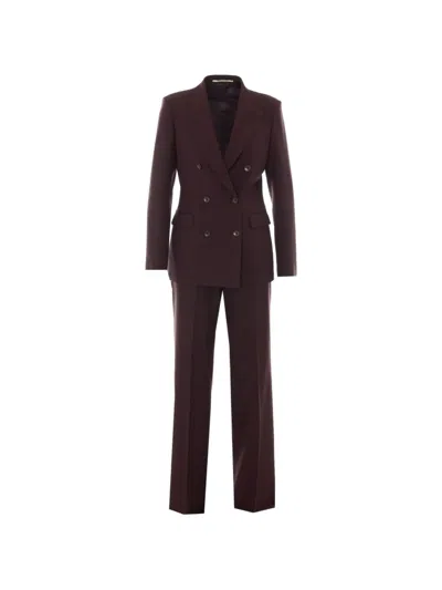 Tagliatore Double-breasted Peak-lapels Jacket In Burgundy