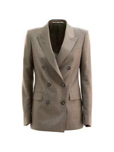 Tagliatore Double-breasted Peak-lapels Suit In 브라운