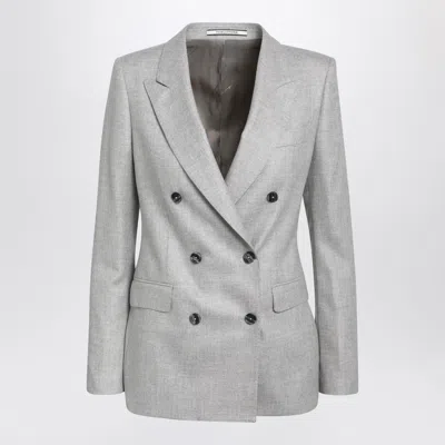 Tagliatore Double-breasted Pearl Grey Jacket In Wool And Cashmere In Gray