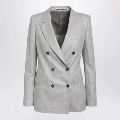 Tagliatore Double-breasted Pearl Grey Jacket In Wool And Cashmere In Multi