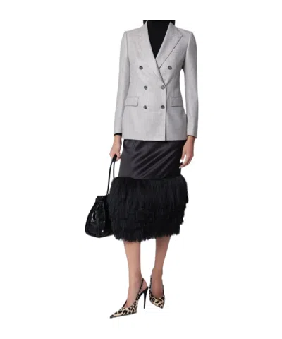 Tagliatore Double-breasted Pearl Grey Jacket In Wool And Cashmere In Gray