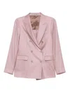 Tagliatore Double-breasted Pink Wool Blazer In Pink