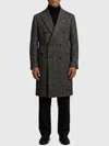 Tagliatore Double-breasted Herringbone Wool Blend Coat In Gray