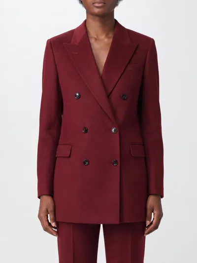 Tagliatore Double-breasted Pure Cashmere Blazer With Peak Lapels In Burgundy