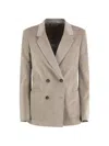 Tagliatore Double-breasted Stretch Cotton And Cashmere Blazer In Neutral