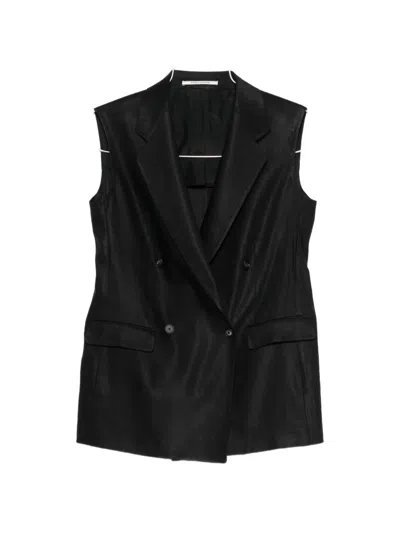 Tagliatore Double Breasted Sleeveless Tailored Waistcoat In Black