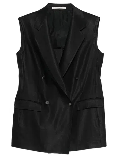 Tagliatore Double-breasted Sleeveless Waistcoat In Black