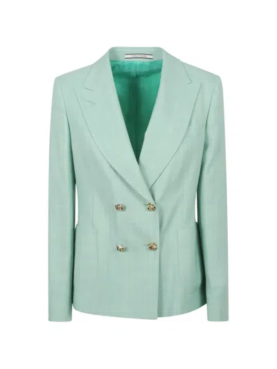 Tagliatore Double-breasted Slub-texture Blazer In Multi