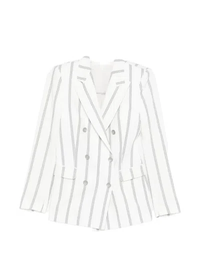Tagliatore Double-breasted Striped Suit In White