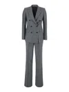 Tagliatore Double-breasted Structured Tech Fabric Pant Suit In Gray
